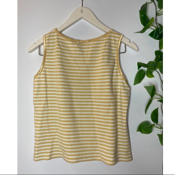 Striped yellow crop tank top. - Picture 2 of 2